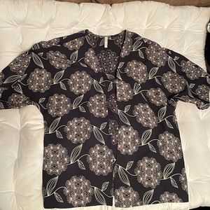 Pink blush maternity silky open short sleeve shirt